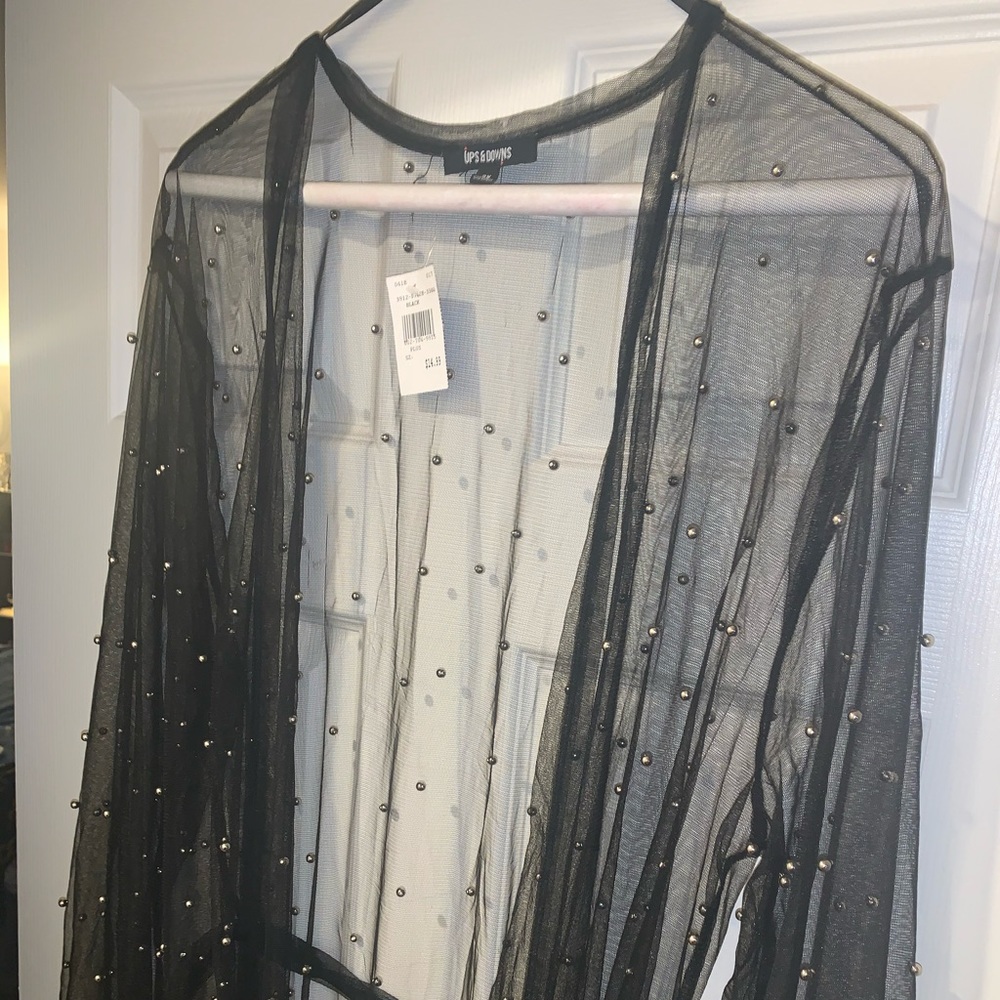 Sheer studded cardigan